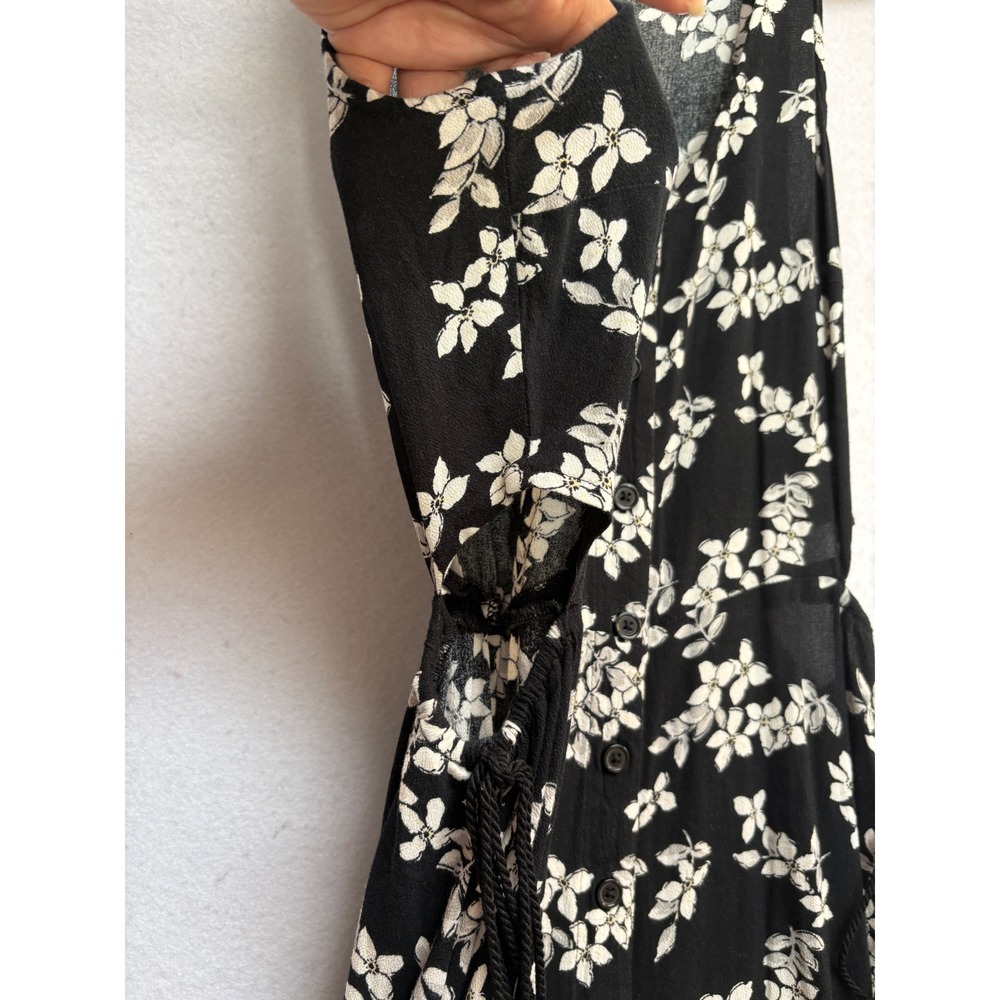 Who What Wear Black Floral Maxi Dress Side Cut Out Tassel Tie Small - Picture 4 of 8